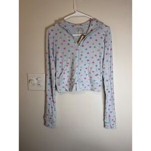 Skims Soft Lounge Zip Up Hoodie Cloud Candy Heart Print Size M NWT